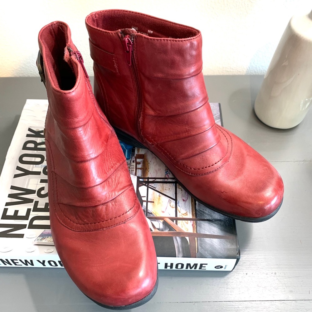 Clarks Vibrant Red Ankle Booties